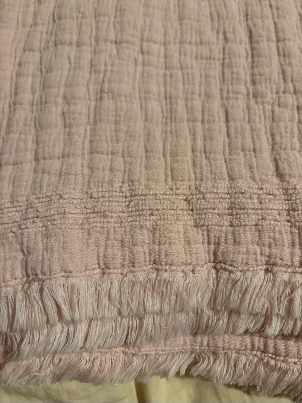 Soft Crinkle Throw Blanket in Blush Pink - Made in Portugal 100% cotton